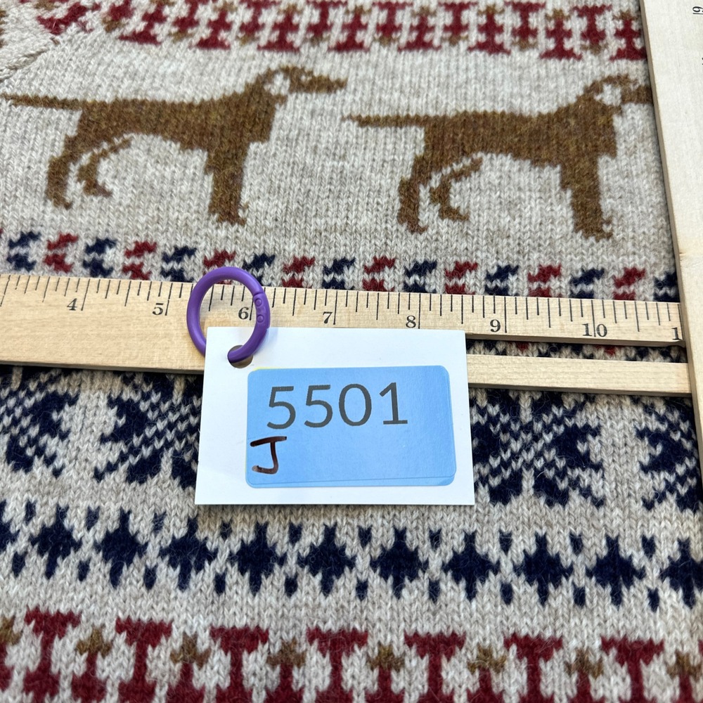 J.Crew 100% Wool Fair Isle Labrador Dog Nordic Sweater Mens Large Holiday Cabin - Picture 9 of 9